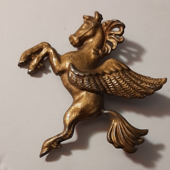 20th C. Vintage Large Gold Pegasus Brooch - Picture 4 of 7